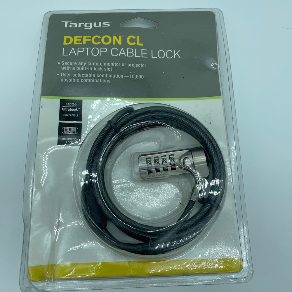 Targus DEFCON T-Lock Resettable Combo Cable Lock for Laptop Computer and Desktop